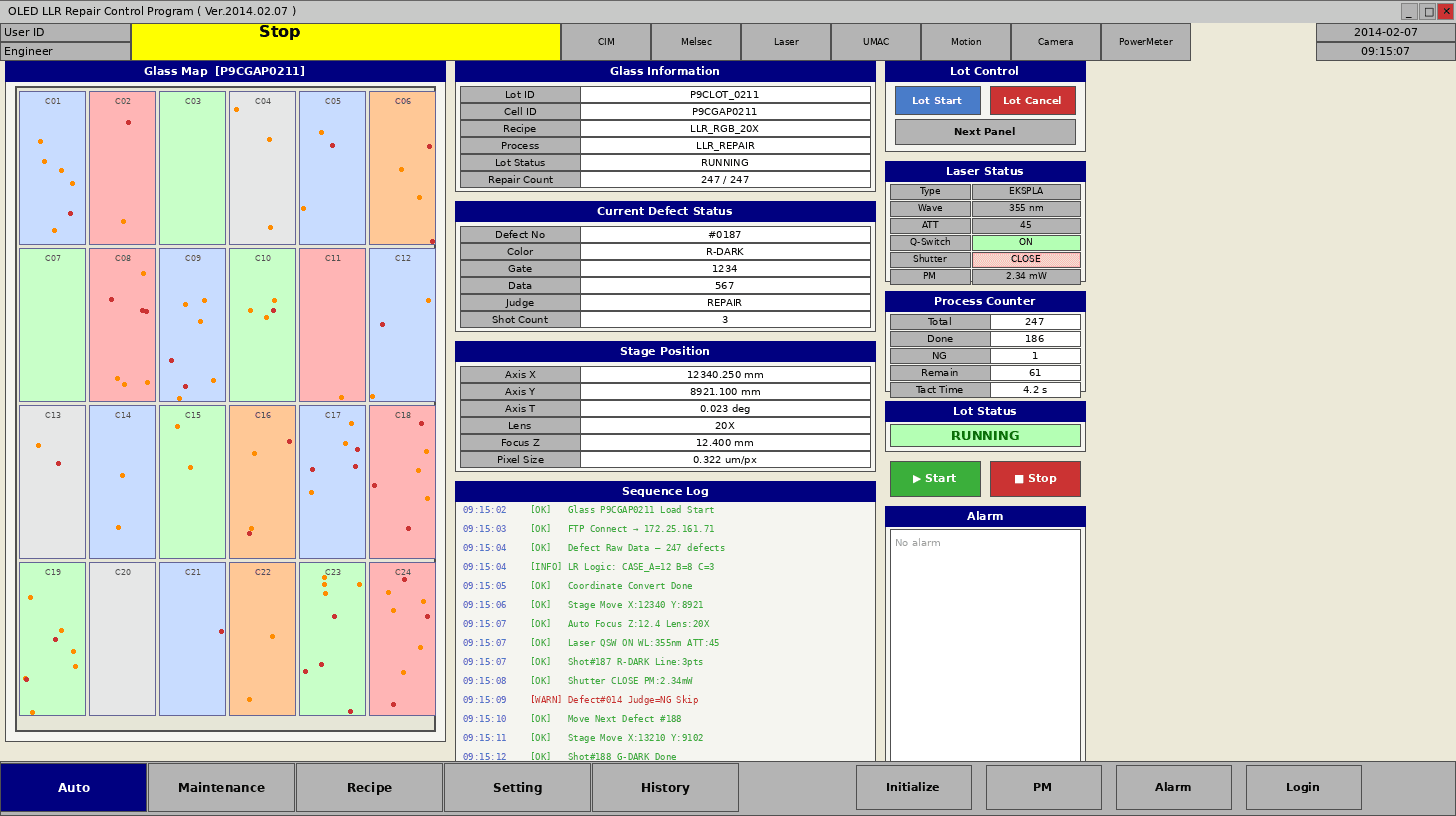 [C++·MFC] OLED LLR Repair 장비 제어 소프트웨어 개발 cover